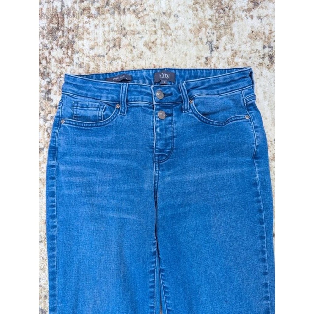 NYDJ Sheri Slim Straight Leg Exposed Double Button Jeans Size 2